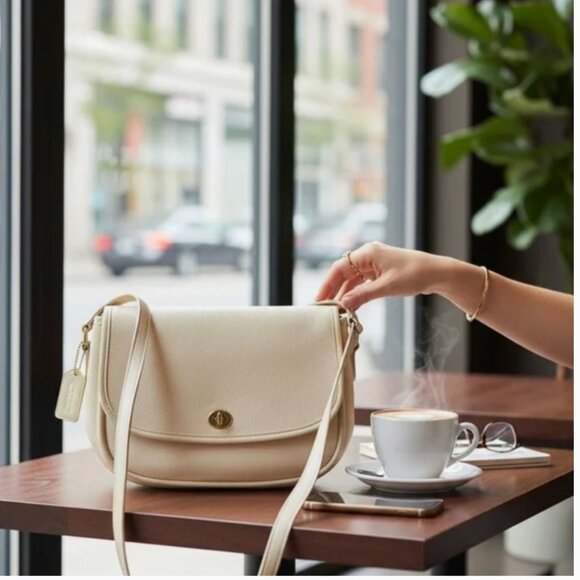 Coach Vintage City Bag #9790 Glovetanned Leather Crossbody Bag Purse Bone Cream - Picture 1 of 16